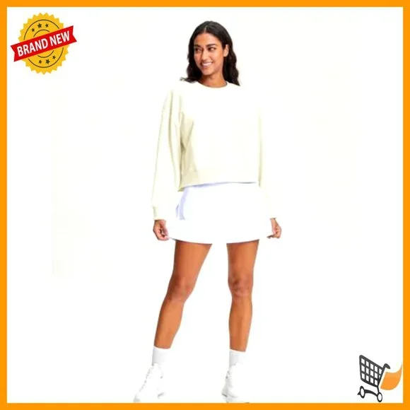 Oversized Cropped Sweatshirt Cotton Polyester Long Sleeve Crewneck Pullover Y2K - Picture 4 of 7